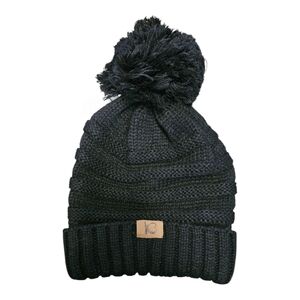 KB Ethos Black Chunky Cable Knit Slouch Pom Beanie Oversized Women Ski Hat